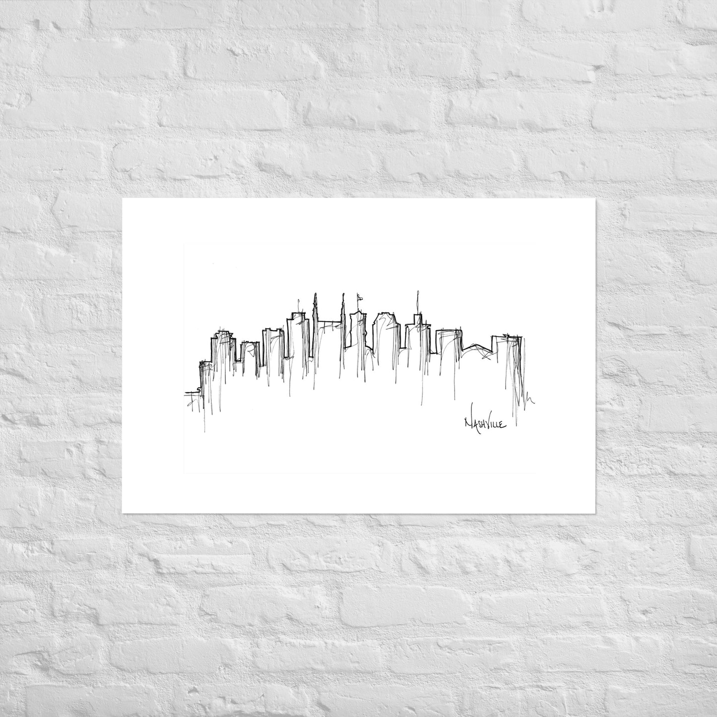 Nashville Skyline Art Print, Nashville Print, Nashville Poster, Wall Art, Original Art Minimalist Art Travel Gift Home Decor Office Decor