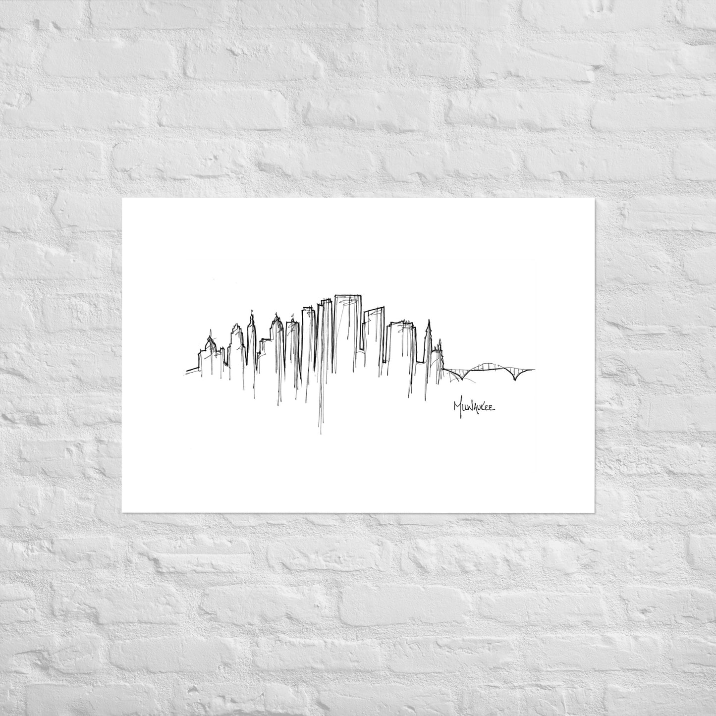 Milwaukee Skyline Art Print, Milwaukee Print, Milwaukee Poster, Wall Art, Original Art Minimalist Art Travel Gift Home Decor Office