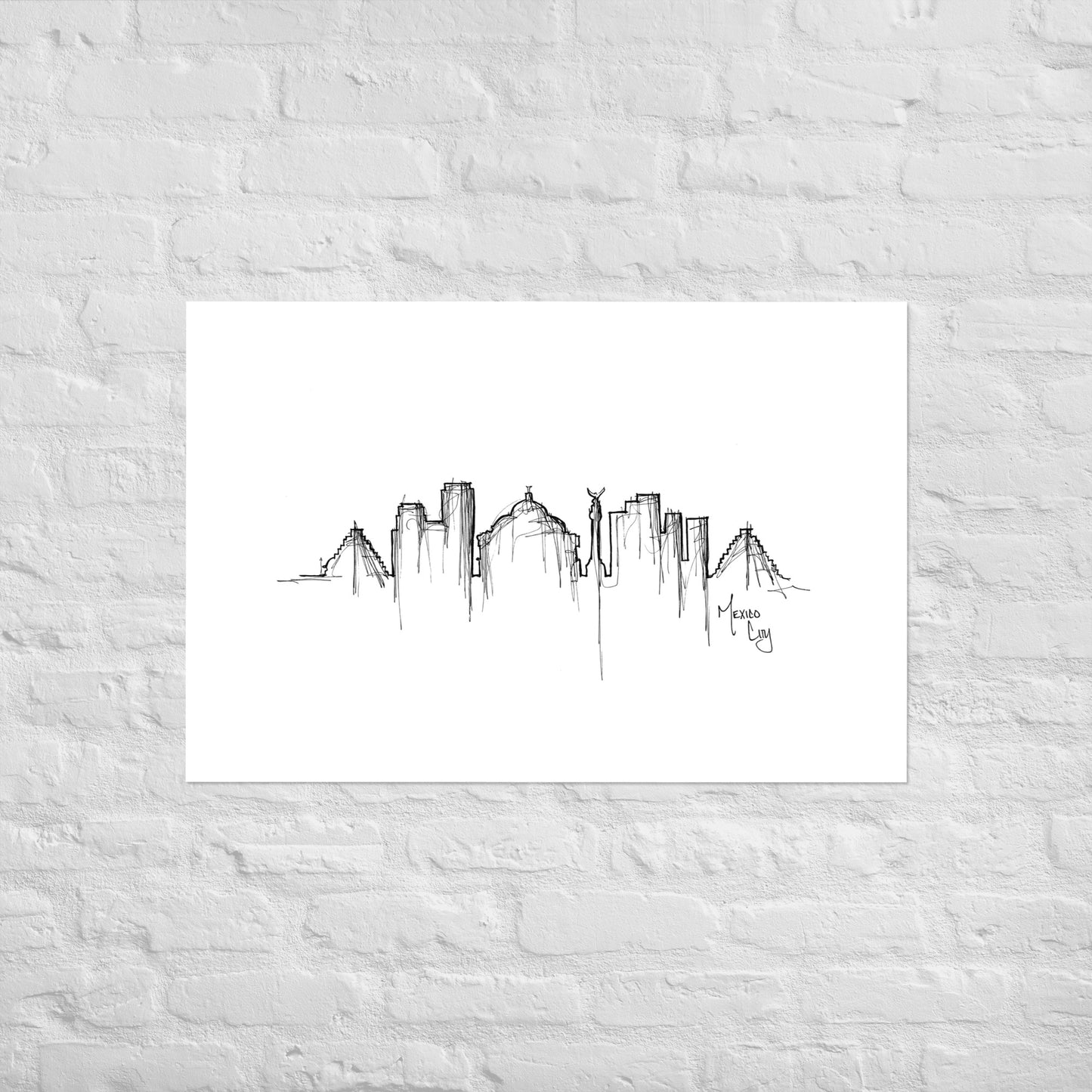 Mexico City Skyline Art Print, Mexico City Print, Mexico City Poster, Wall Art, Original Art Minimalist Art Travel Gift Home Decor Office