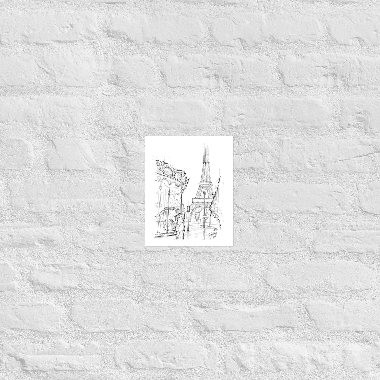 Eiffel Tower Paris in the Rain Art Print