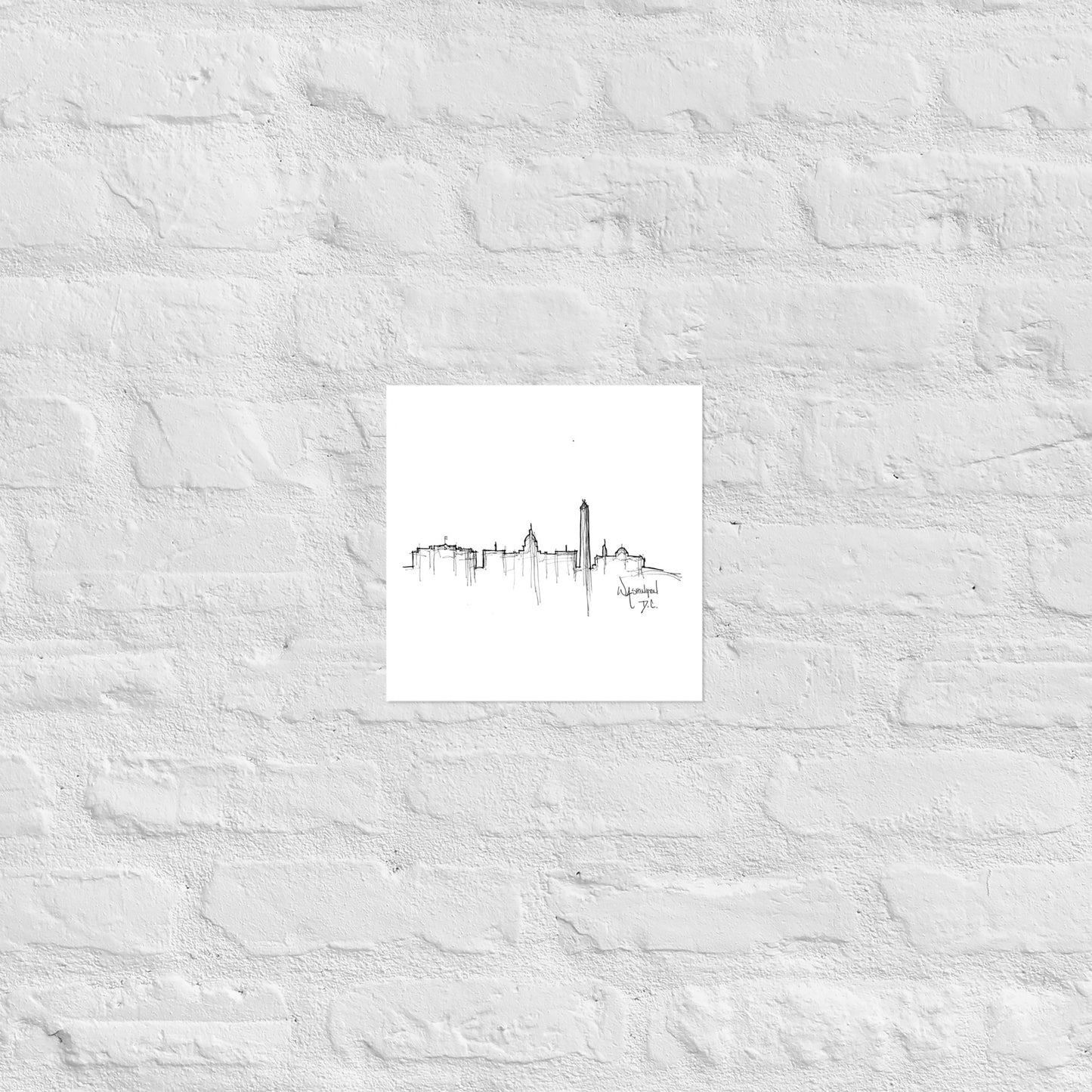Washington D.C. Skyline Art Print, D.C. Print, D.C. Poster, Wall Art, Original Art, Minimalist Art, Office Decor, Travel Gift, Home Decor