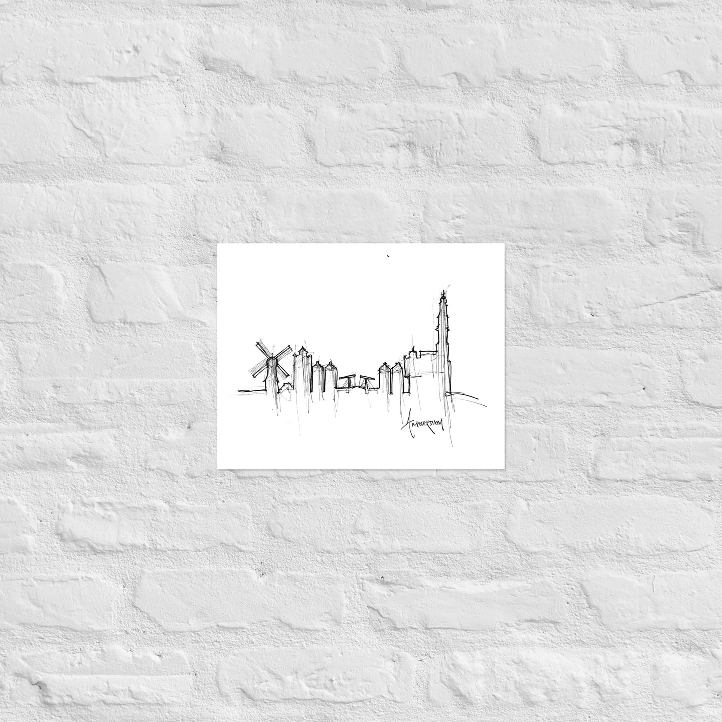 Amsterdam Skyline Art Print, Amsterdam Print, Amsterdam Poster, Wall Art, Original Art, Minimalist Art, Office Decor Travel Gift, Home Decor