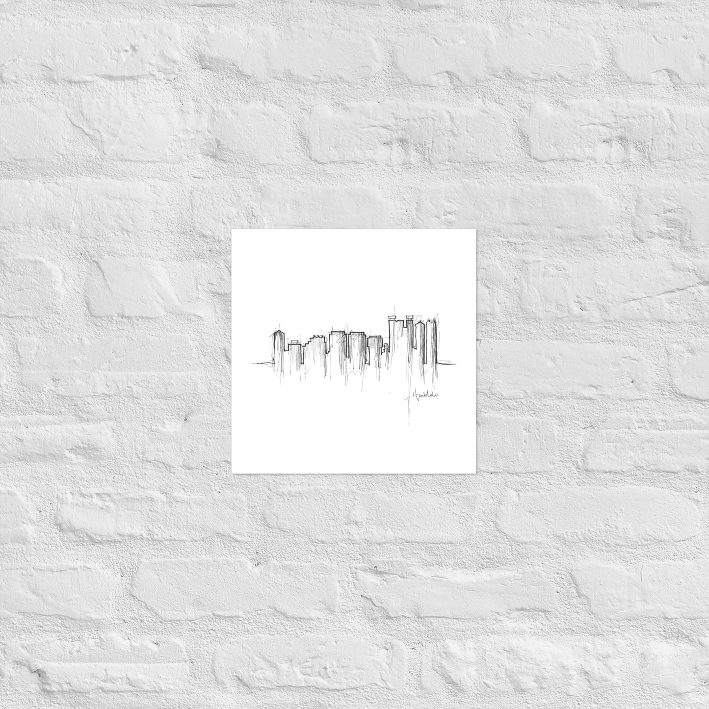 Honolulu Skyline Art Print, Honolulu Print, Honolulu Poster, Wall Art, Original Art Minimalist Art Travel Gift Home Decor Office Decor