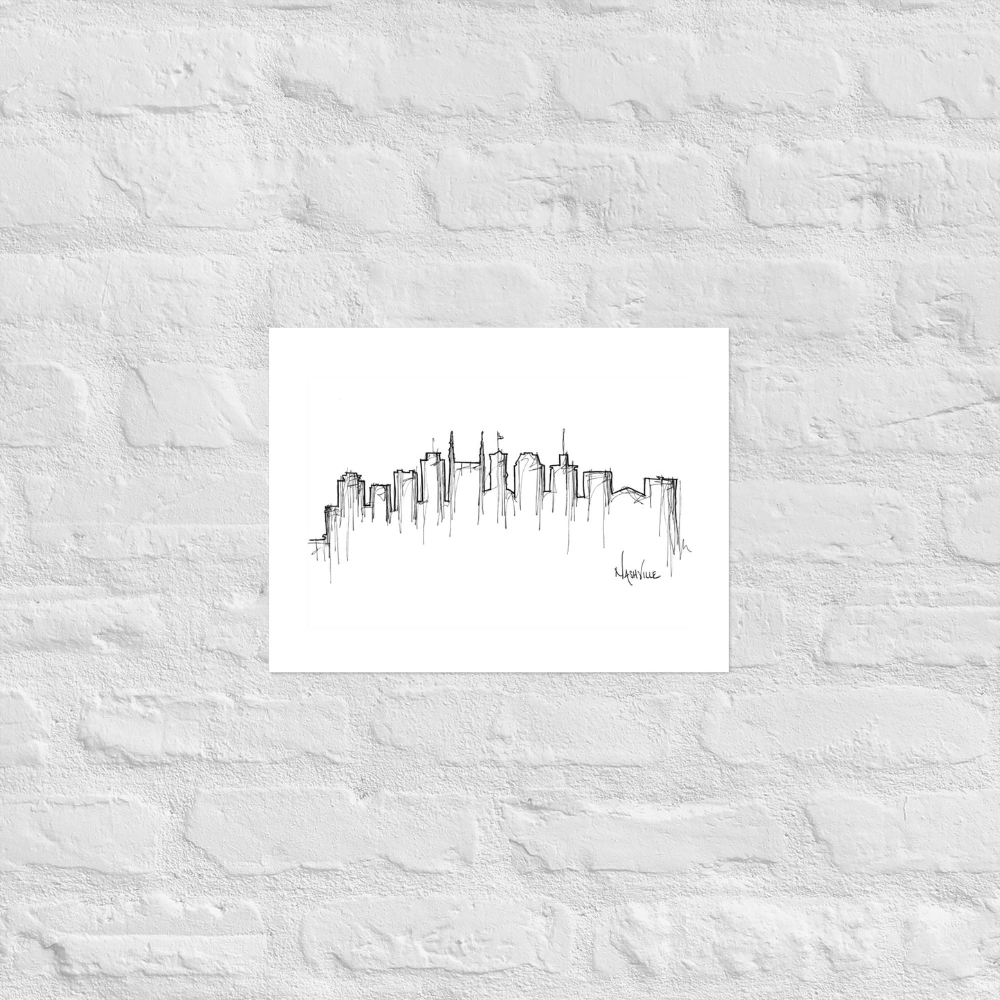Nashville Skyline Art Print, Nashville Print, Nashville Poster, Wall Art, Original Art Minimalist Art Travel Gift Home Decor Office Decor
