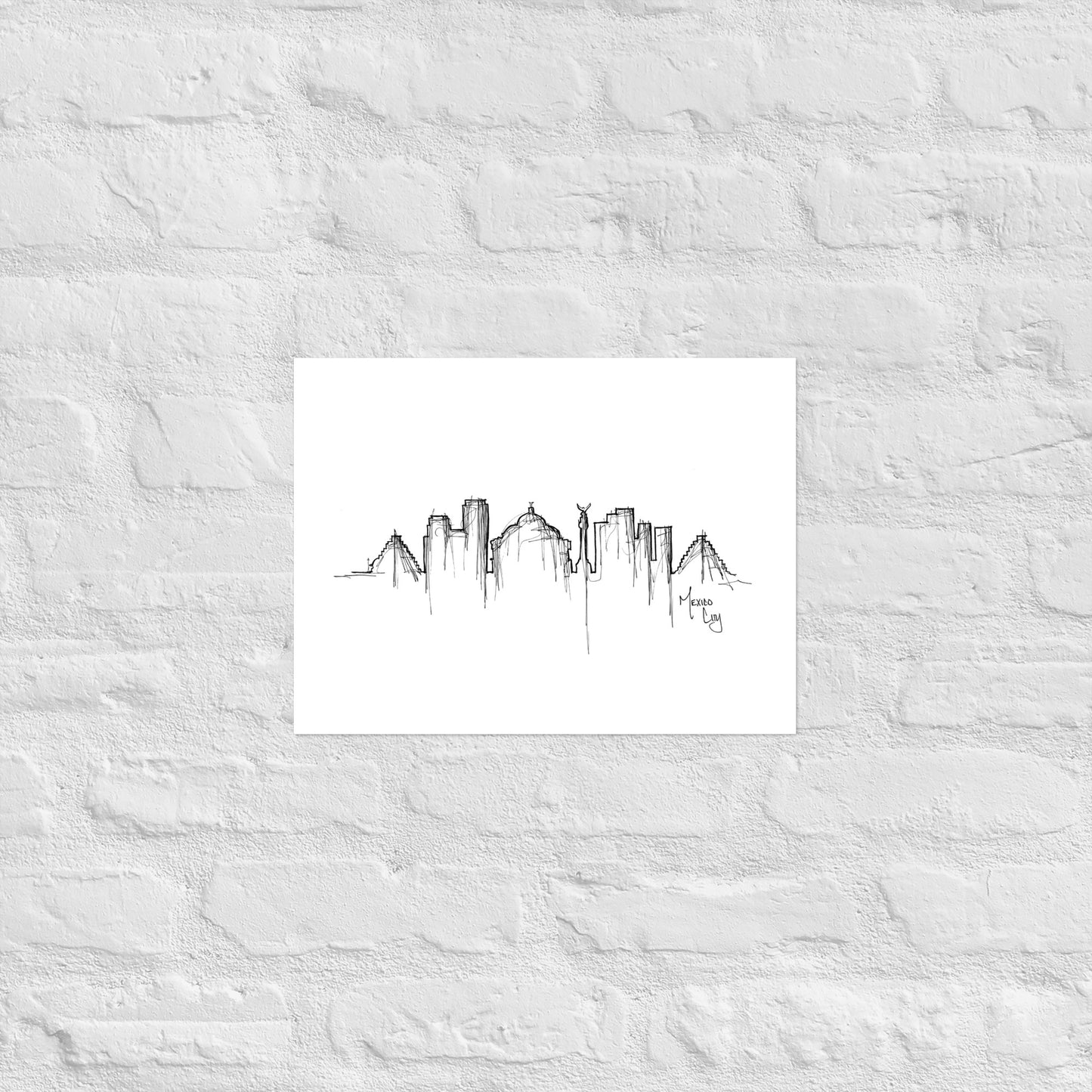 Mexico City Skyline Art Print, Mexico City Print, Mexico City Poster, Wall Art, Original Art Minimalist Art Travel Gift Home Decor Office