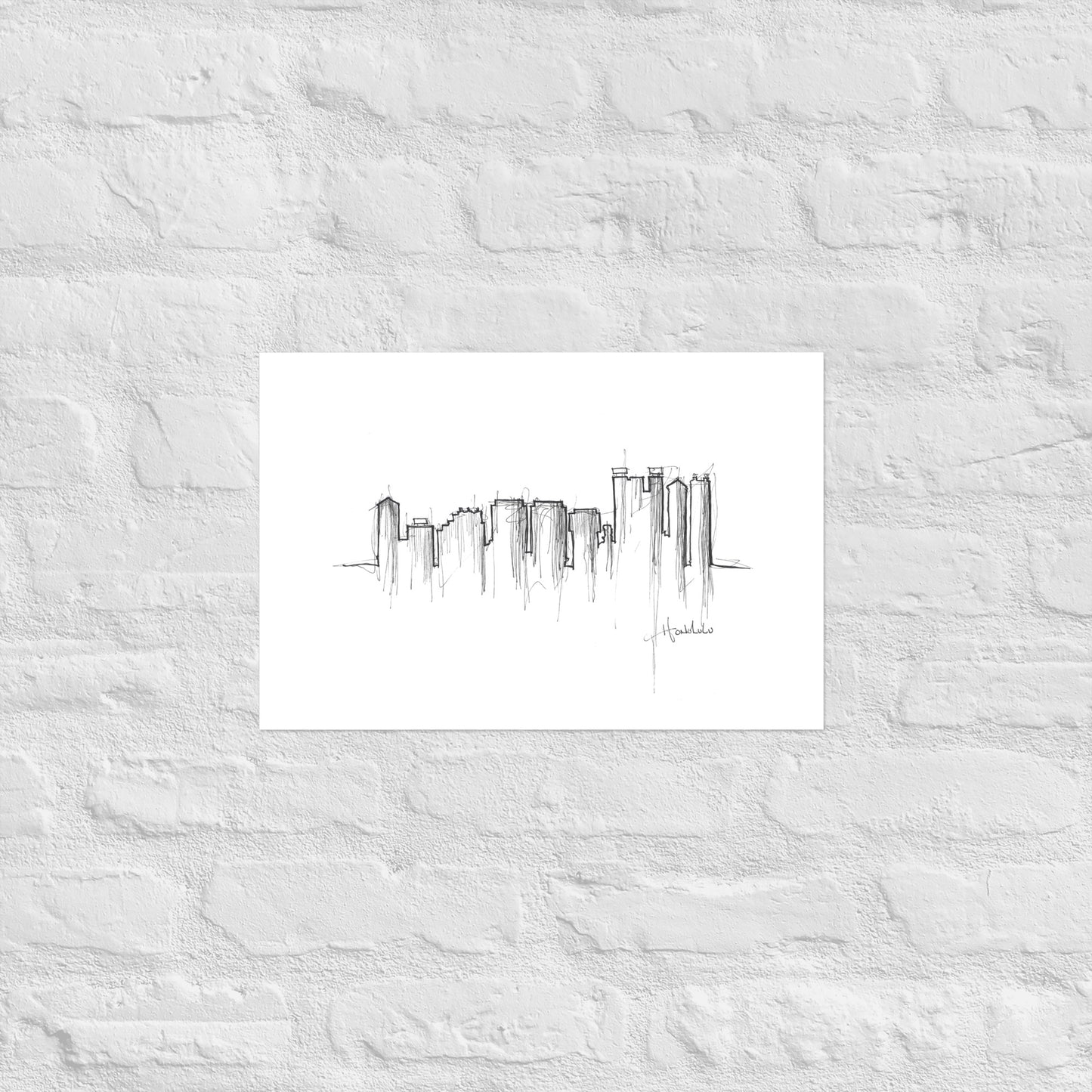 Honolulu Skyline Art Print, Honolulu Print, Honolulu Poster, Wall Art, Original Art Minimalist Art Travel Gift Home Decor Office Decor