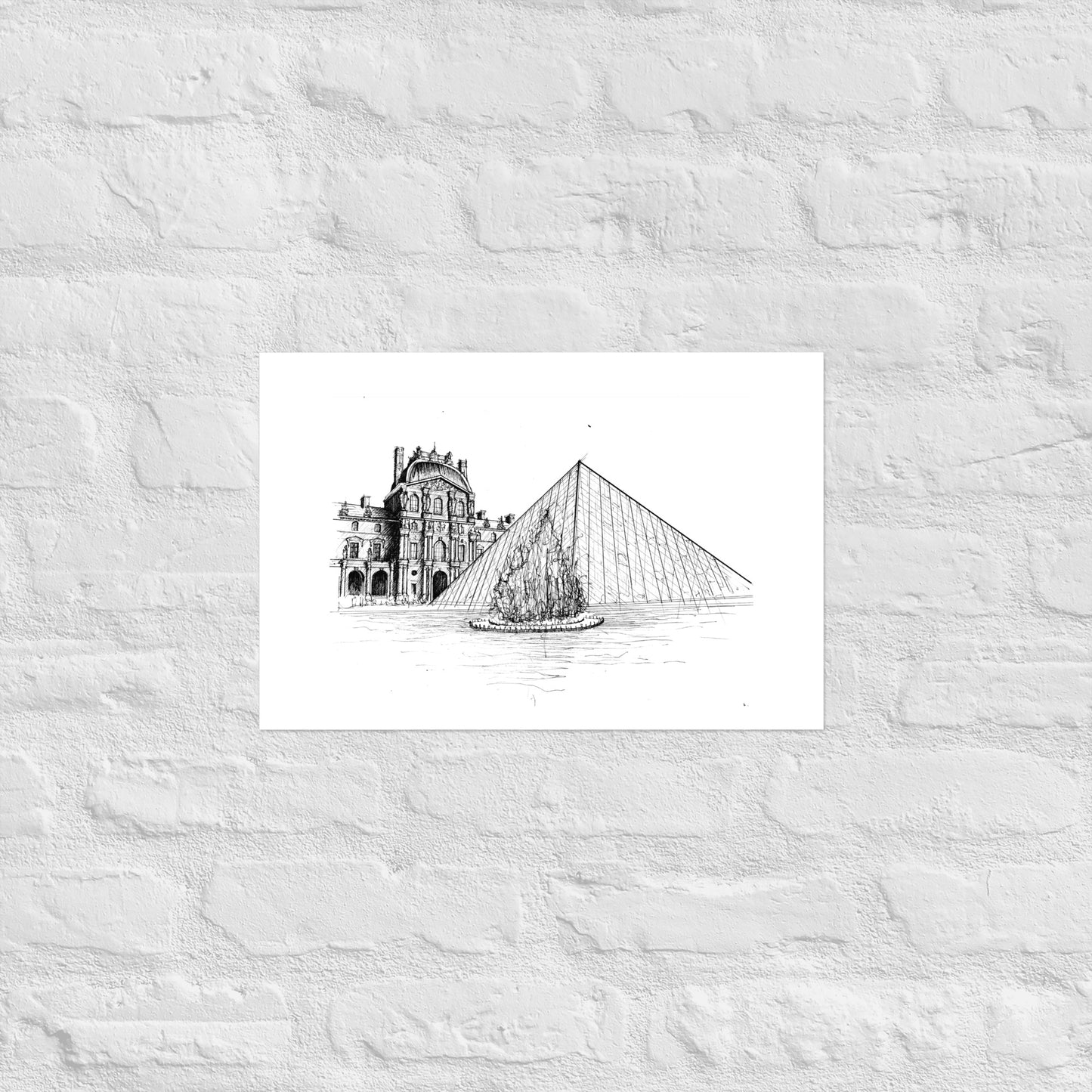 Louvre Paris Art Print, Wall Art, The Louvre Museum, Architecture Art, Black and White, Original Art, Office Decor, Travel Gift, Home Decor