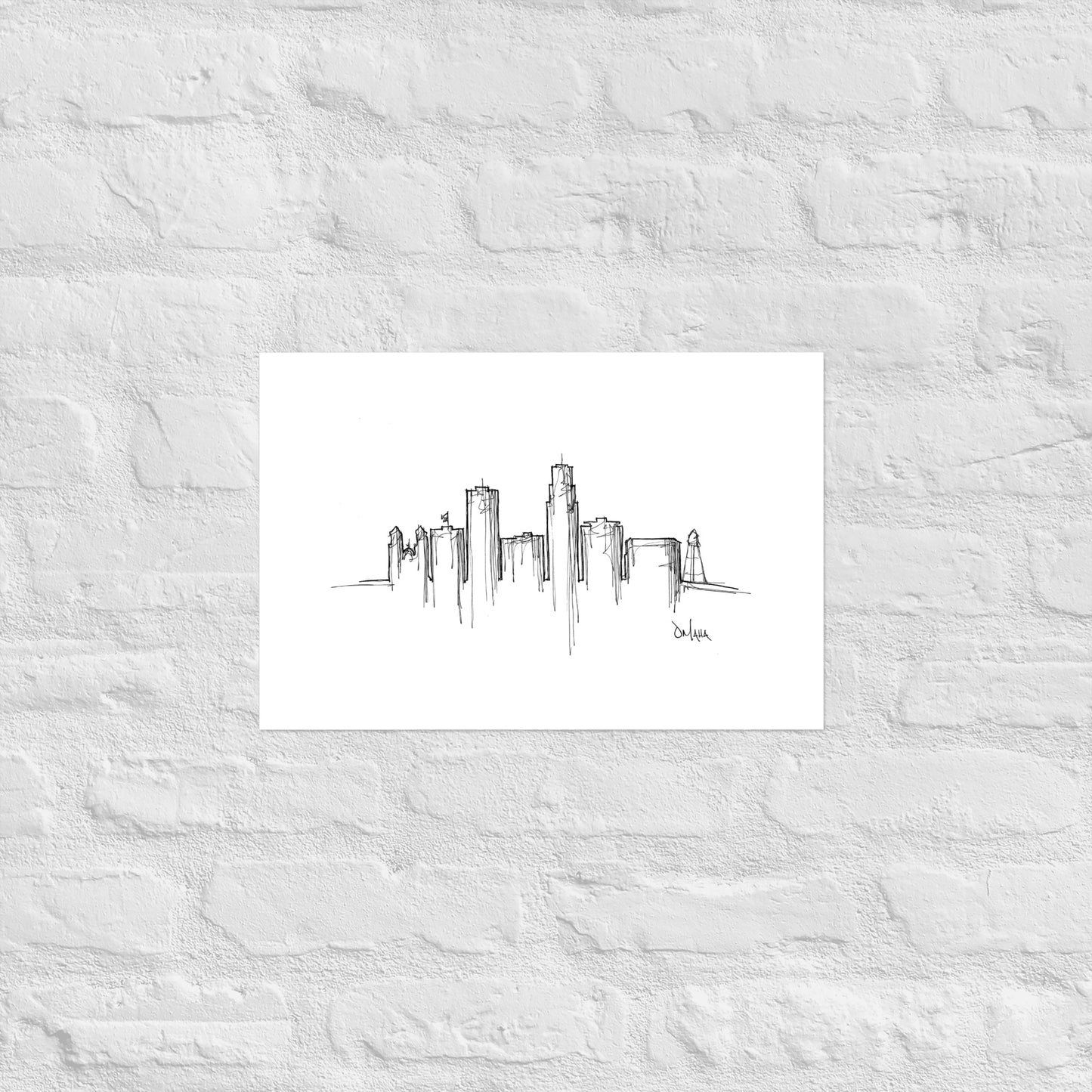 Omaha Skyline Art Print, Omaha Print, Omaha Poster, Wall Art, Original Art, Minimalist Art, Travel Gift, Home Decor, Office Decor