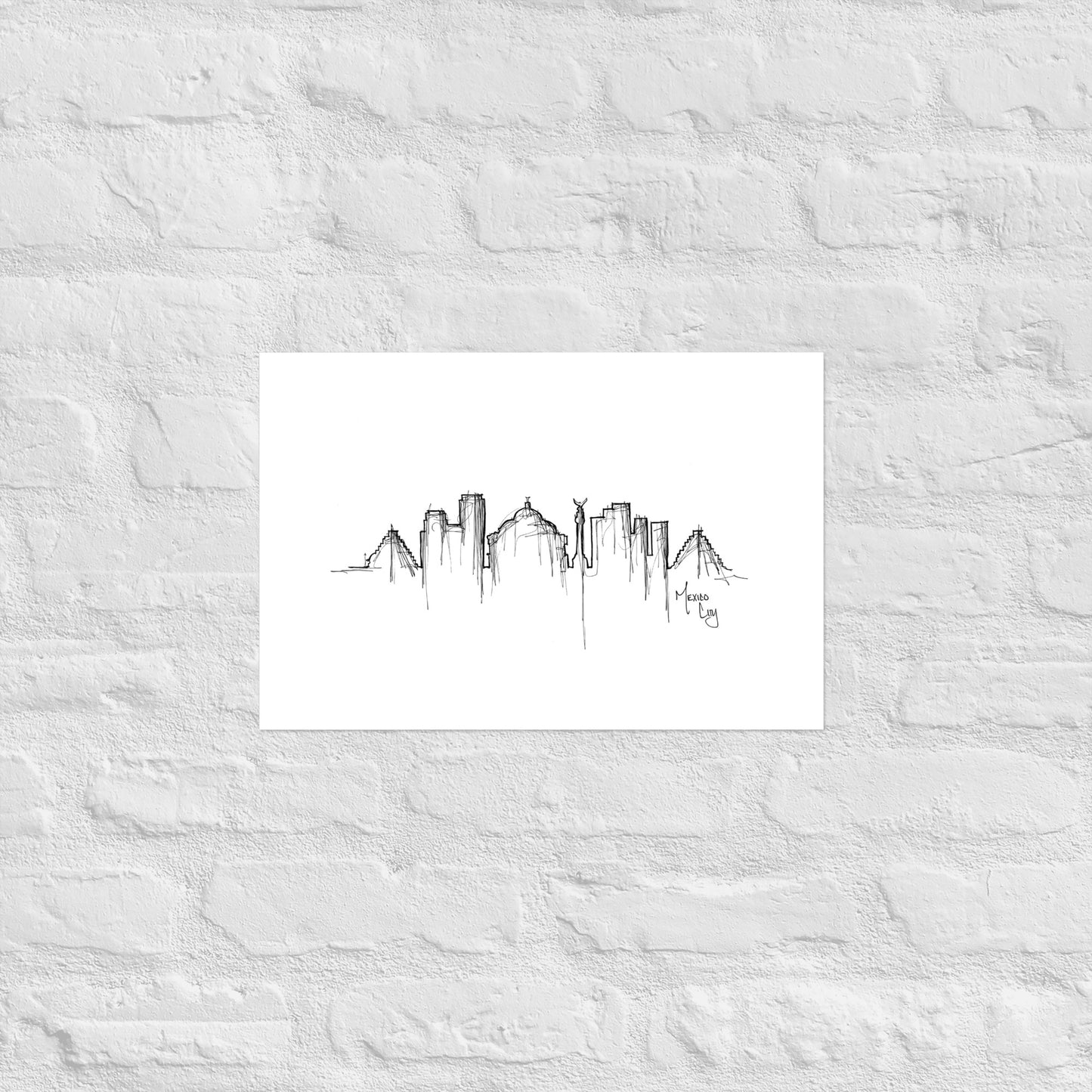 Mexico City Skyline Art Print, Mexico City Print, Mexico City Poster, Wall Art, Original Art Minimalist Art Travel Gift Home Decor Office