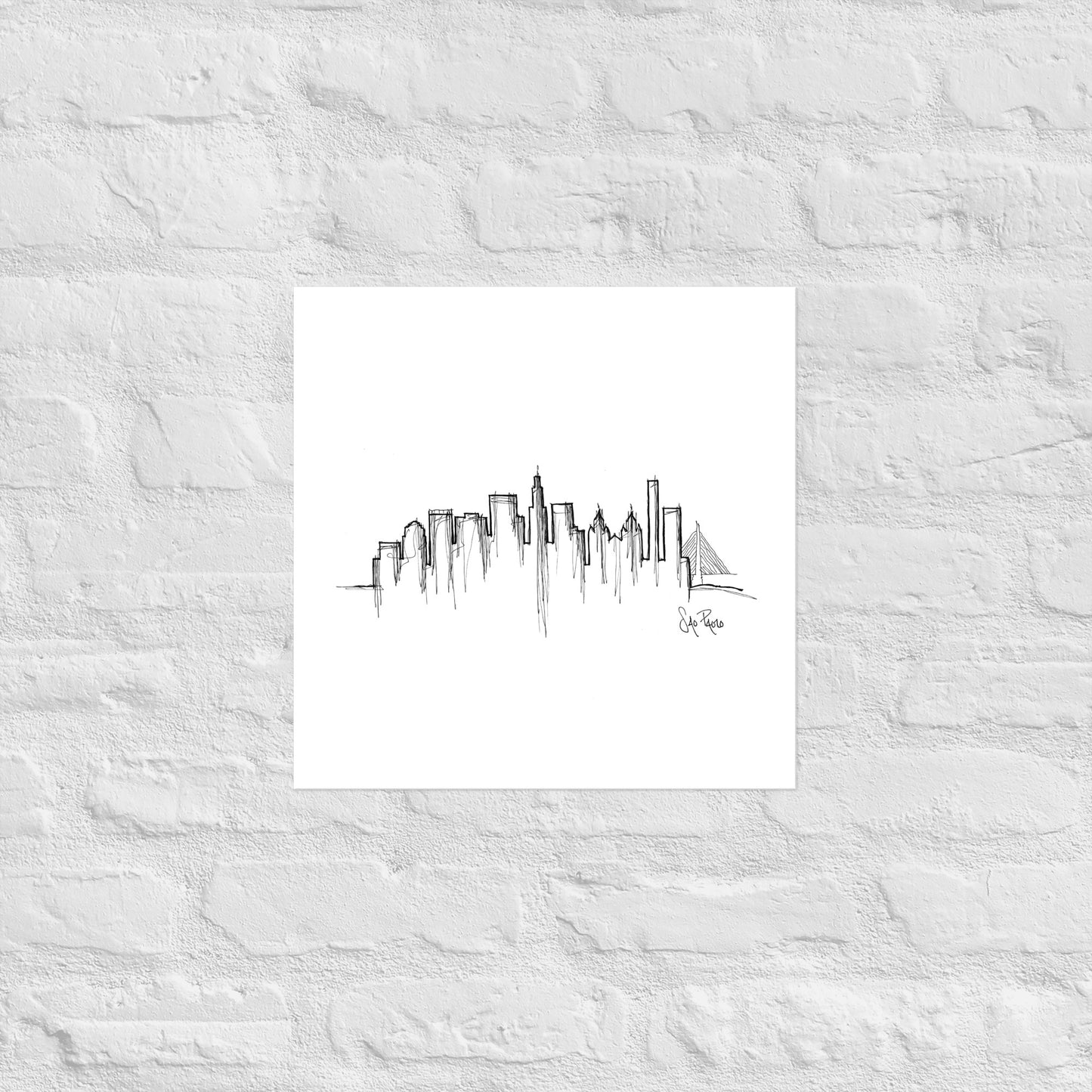 Sao Paulo Skyline Art Print, Sao Paulo Print, Sao Paulo Poster, Wall Art, Original Art, Minimalist Art Travel Gift Home Decor Office Decor