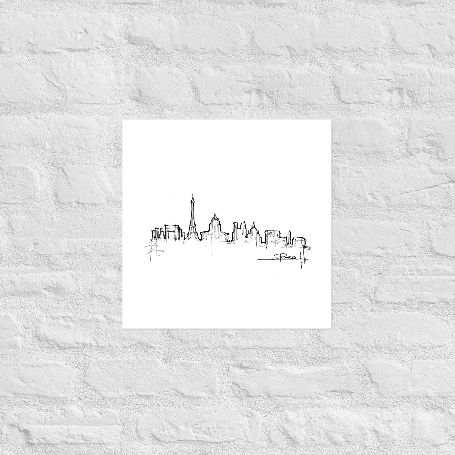 Paris Skyline Art Print, Paris Print, Paris Poster, Wall Art, Original Art, Minimalist Art, Office Decor, Travel Gift, Home Decor