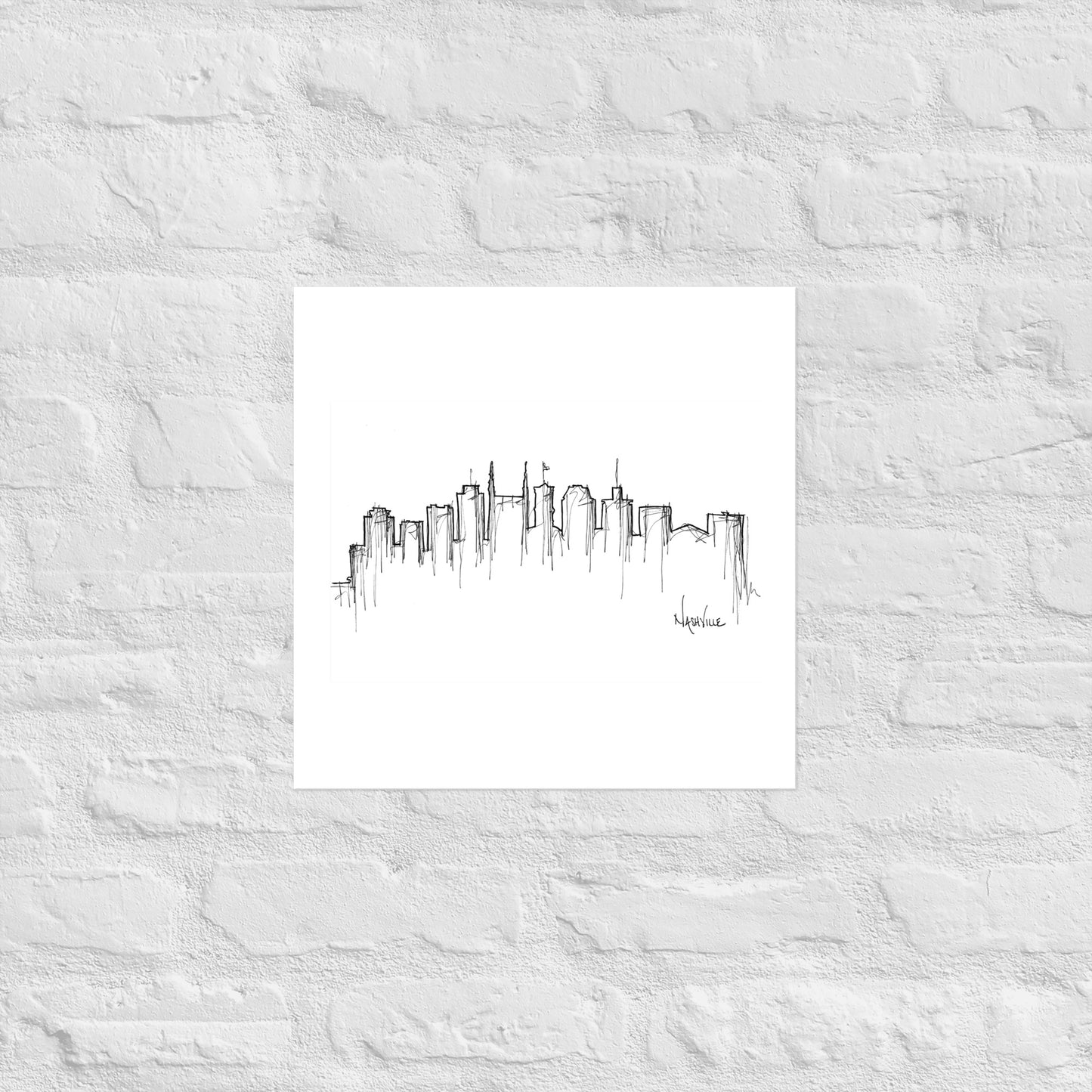 Nashville Skyline Art Print, Nashville Print, Nashville Poster, Wall Art, Original Art Minimalist Art Travel Gift Home Decor Office Decor