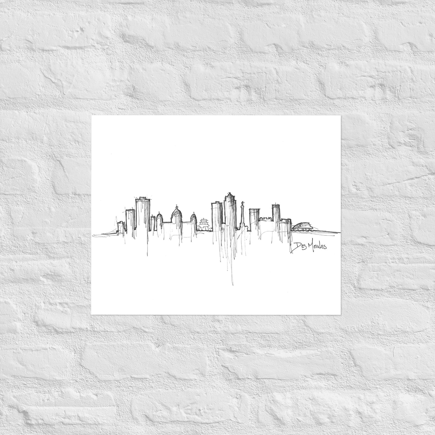 Des Moines Skyline Art Print, Des Moines Print, Des Moines Poster, Wall Art, Original Art Minimalist Art Travel Gift Home Decor Office Decor