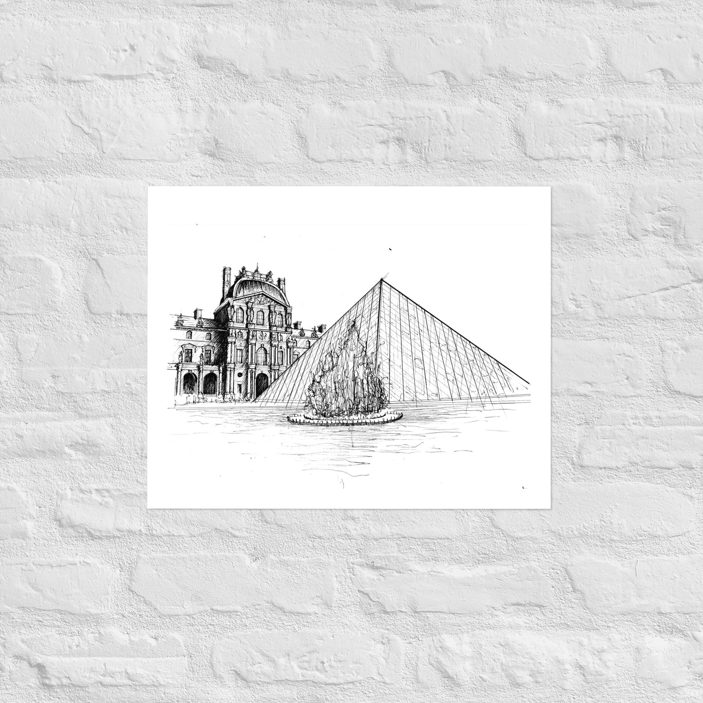 Louvre Paris Art Print, Wall Art, The Louvre Museum, Architecture Art, Black and White, Original Art, Office Decor, Travel Gift, Home Decor