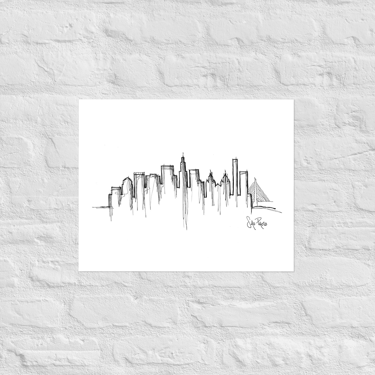 Sao Paulo Skyline Art Print, Sao Paulo Print, Sao Paulo Poster, Wall Art, Original Art, Minimalist Art Travel Gift Home Decor Office Decor