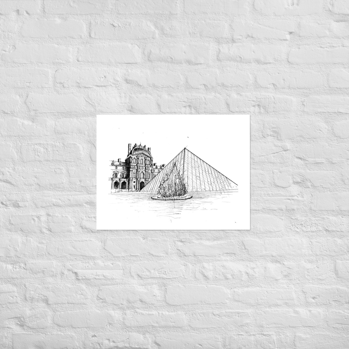 Louvre Paris Art Print, Wall Art, The Louvre Museum, Architecture Art, Black and White, Original Art, Office Decor, Travel Gift, Home Decor