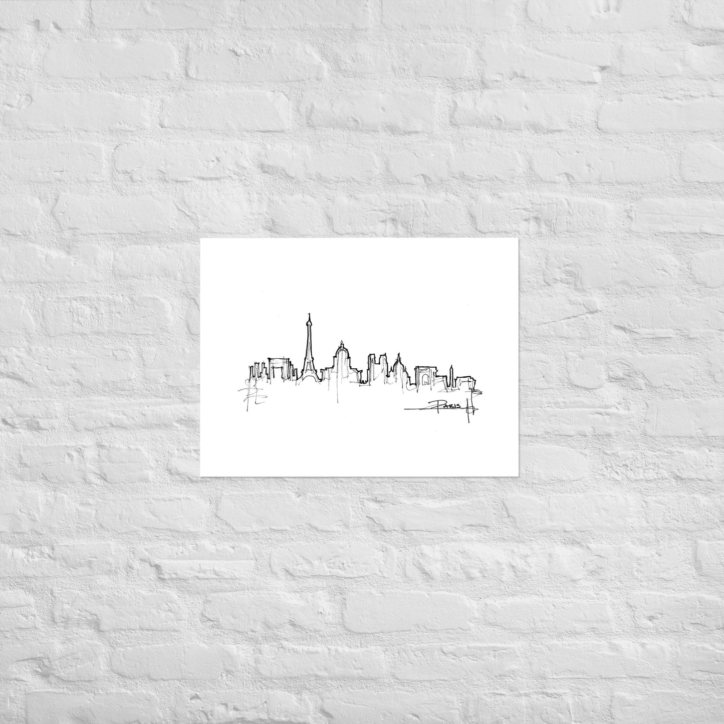 Paris Skyline Art Print, Paris Print, Paris Poster, Wall Art, Original Art, Minimalist Art, Office Decor, Travel Gift, Home Decor
