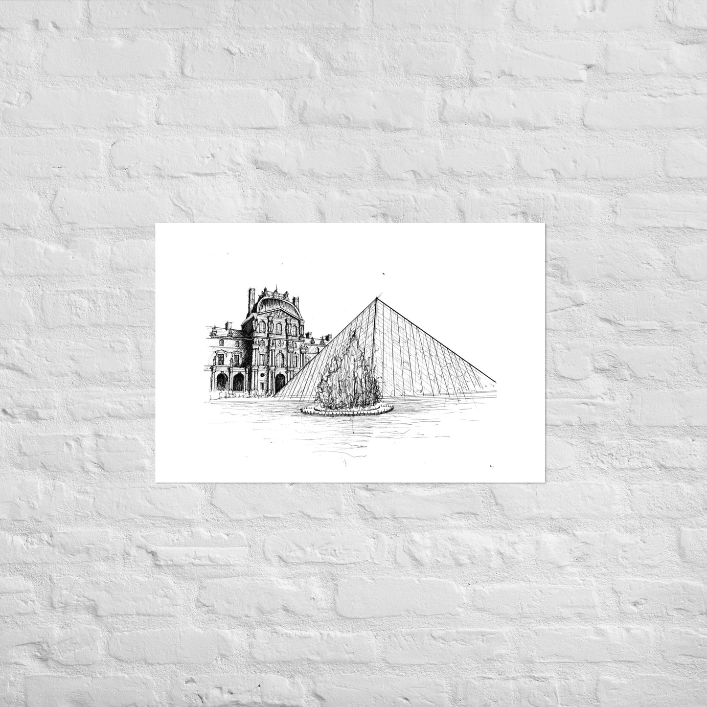 Louvre Paris Art Print, Wall Art, The Louvre Museum, Architecture Art, Black and White, Original Art, Office Decor, Travel Gift, Home Decor