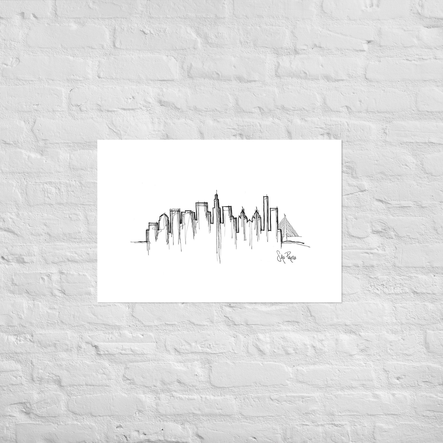 Sao Paulo Skyline Art Print, Sao Paulo Print, Sao Paulo Poster, Wall Art, Original Art, Minimalist Art Travel Gift Home Decor Office Decor