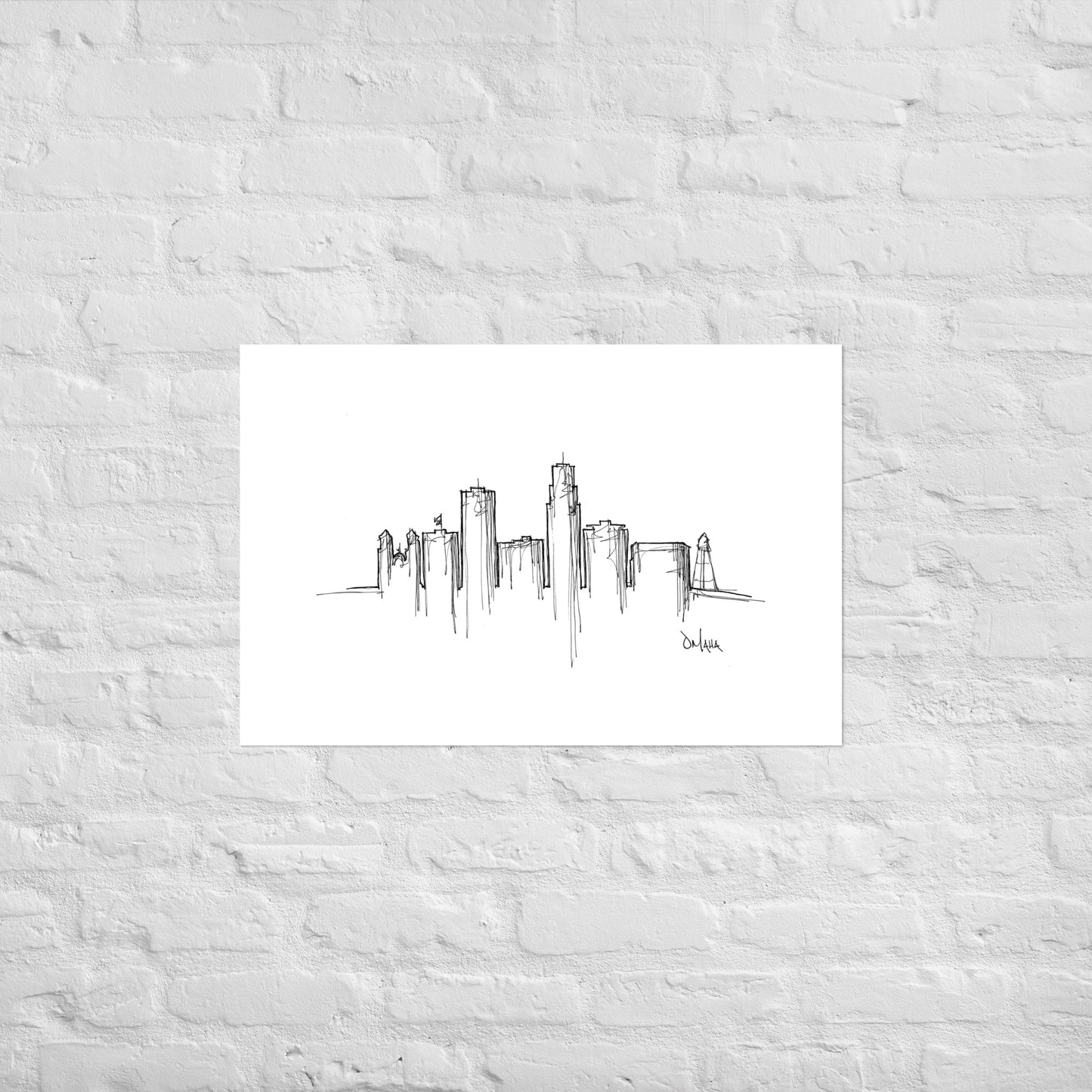 Omaha Skyline Art Print, Omaha Print, Omaha Poster, Wall Art, Original Art, Minimalist Art, Travel Gift, Home Decor, Office Decor