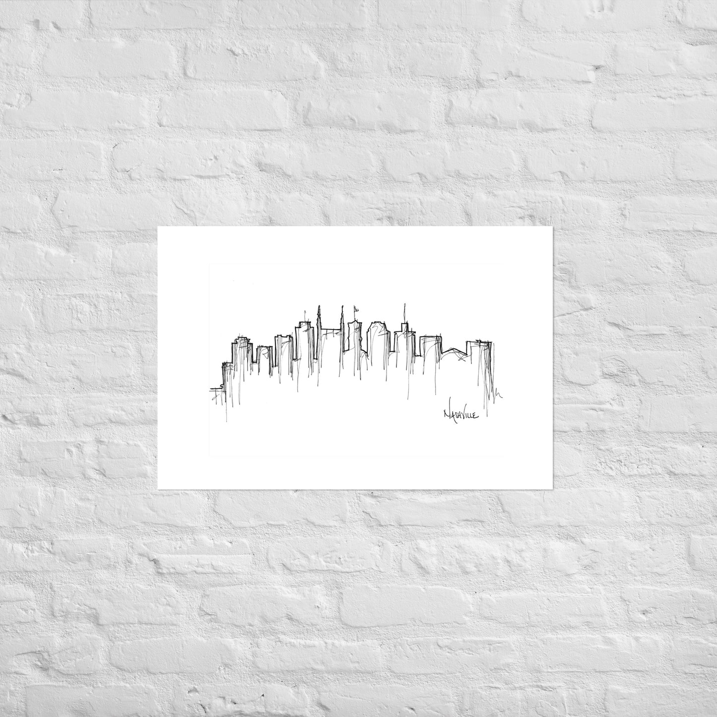 Nashville Skyline Art Print, Nashville Print, Nashville Poster, Wall Art, Original Art Minimalist Art Travel Gift Home Decor Office Decor