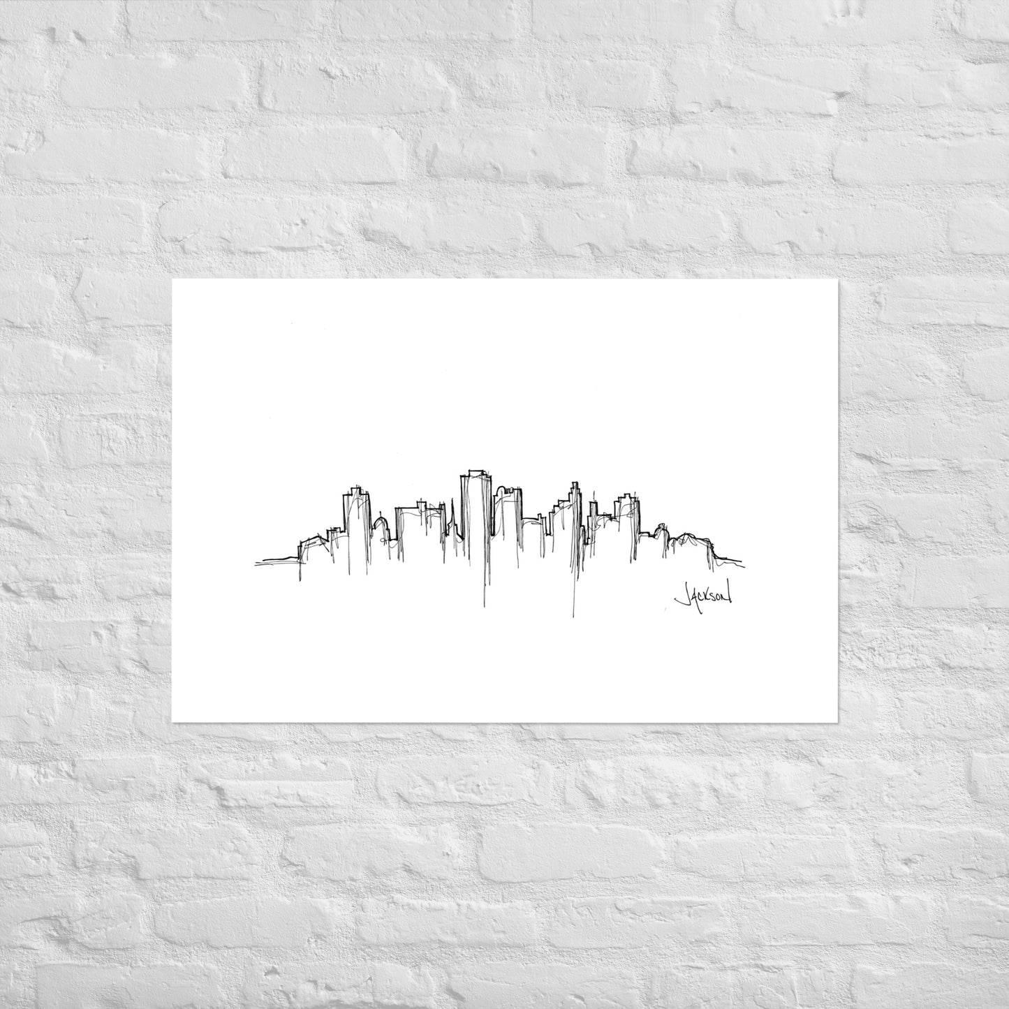 Jackson Skyline Art Print, Jackson Print, Jackson Poster, Wall Art, Original Art Minimalist Art Travel Gift Home Decor Office Decor