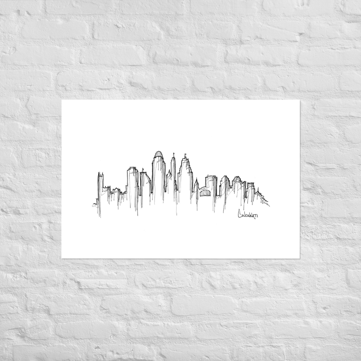 Cincinnati Skyline Art Print, Cincinnati Print, Cincinnati Poster, Wall Art, Original Art Minimalist Art Travel Gift Home Decor Office