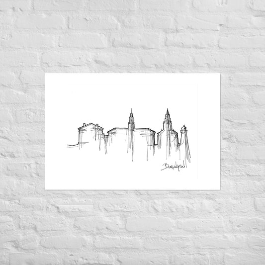 Burlington Vermont Skyline Art Print, Burlington Print, Burlington Poster, Wall Art, Original Art Minimalist Art Travel Gift Home Decor