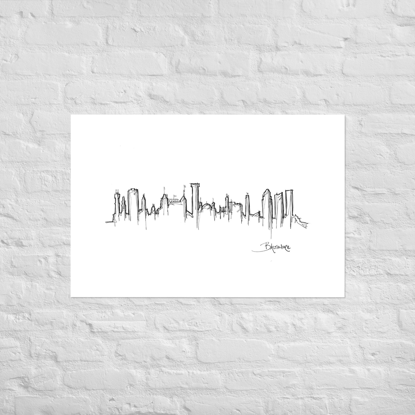 Baltimore Skyline Art Print, Baltimore Print, Baltimore Poster, Wall Art, Original Art Minimalist Art Travel Gift Home Decor Office Decor