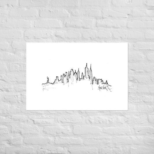 New York Skyline Art Print, New York Print, New York Poster, Wall Art, Original Art, Minimalist Art, Office Decor, Travel Gift, Home Decor