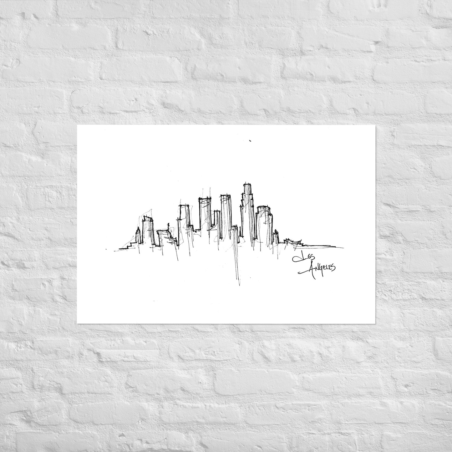 Los Angeles Skyline Art Print, Los Angeles Print, Los Angeles Poster, Wall Art, Original Art, Minimalist Office Decor Travel Gift Home Decor