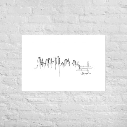 Sacramento Skyline Art Print, Sacramento Print, Sacramento Poster, Wall Art, Original Art Minimalist Art Travel Gift Home Decor Office