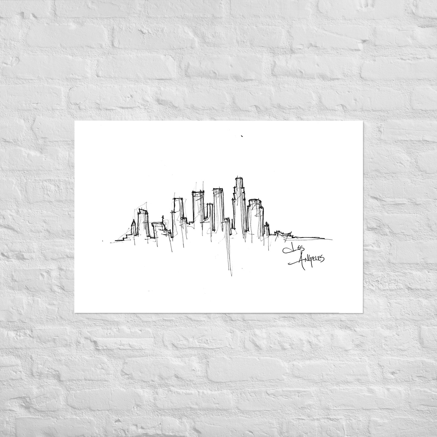Los Angeles Skyline Art Print, Los Angeles Print, Los Angeles Poster, Wall Art, Original Art, Minimalist Office Decor Travel Gift Home Decor