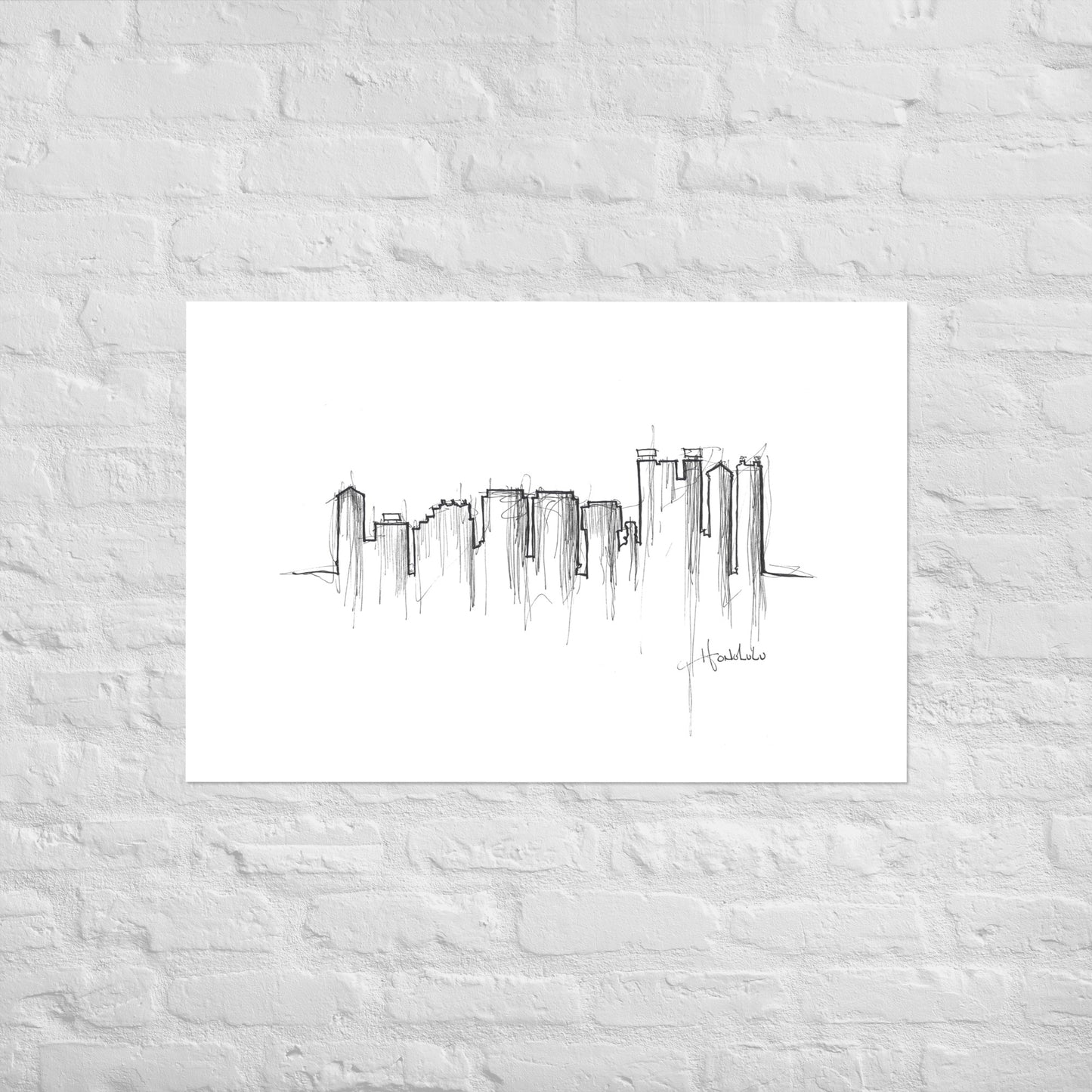 Honolulu Skyline Art Print, Honolulu Print, Honolulu Poster, Wall Art, Original Art Minimalist Art Travel Gift Home Decor Office Decor