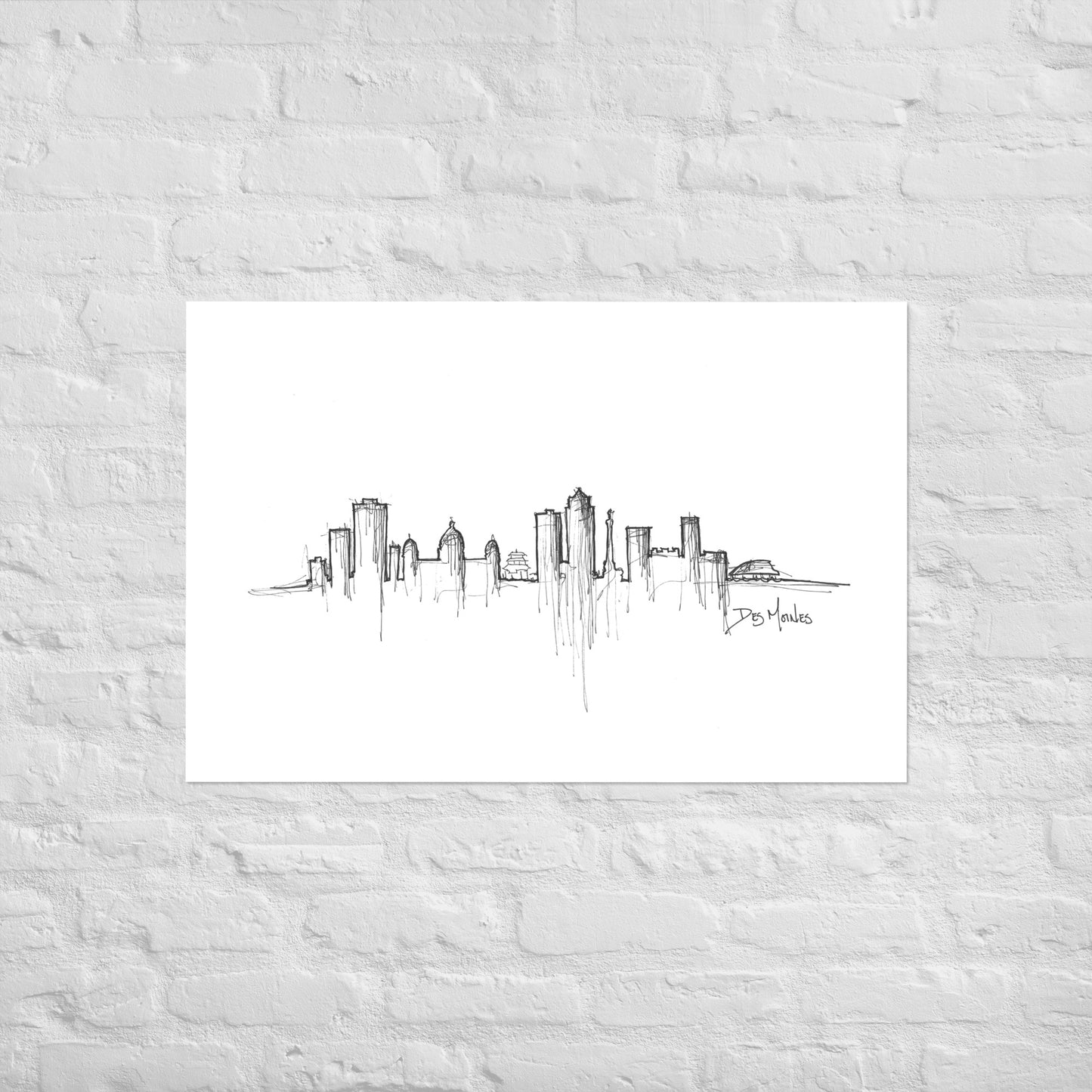 Des Moines Skyline Art Print, Des Moines Print, Des Moines Poster, Wall Art, Original Art Minimalist Art Travel Gift Home Decor Office Decor