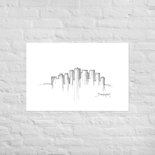 Birmingham Skyline Art Print, Birmingham Print, Birmingham Poster, Wall Art, Original Art Minimalist Art Travel Gift Home Decor Office Decor