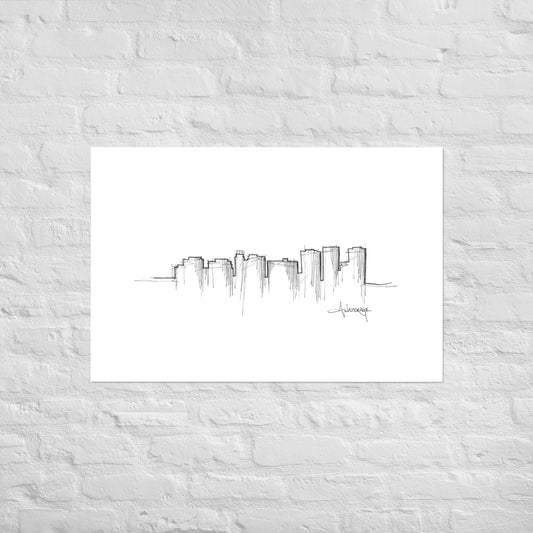 Anchorage Alaska Skyline Art Print, Anchorage Print, Anchorage Poster, Wall Art, Original Art, Minimalist Art, Travel Gift, Home Decor