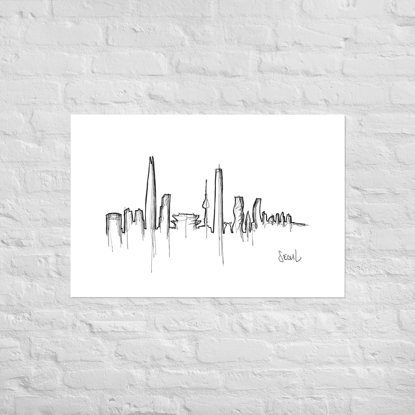 Seoul Skyline Art Print, Seoul Print, Seoul Poster, Wall Art, Original Art, Minimalist Art Travel Gift Home Decor Office Decor