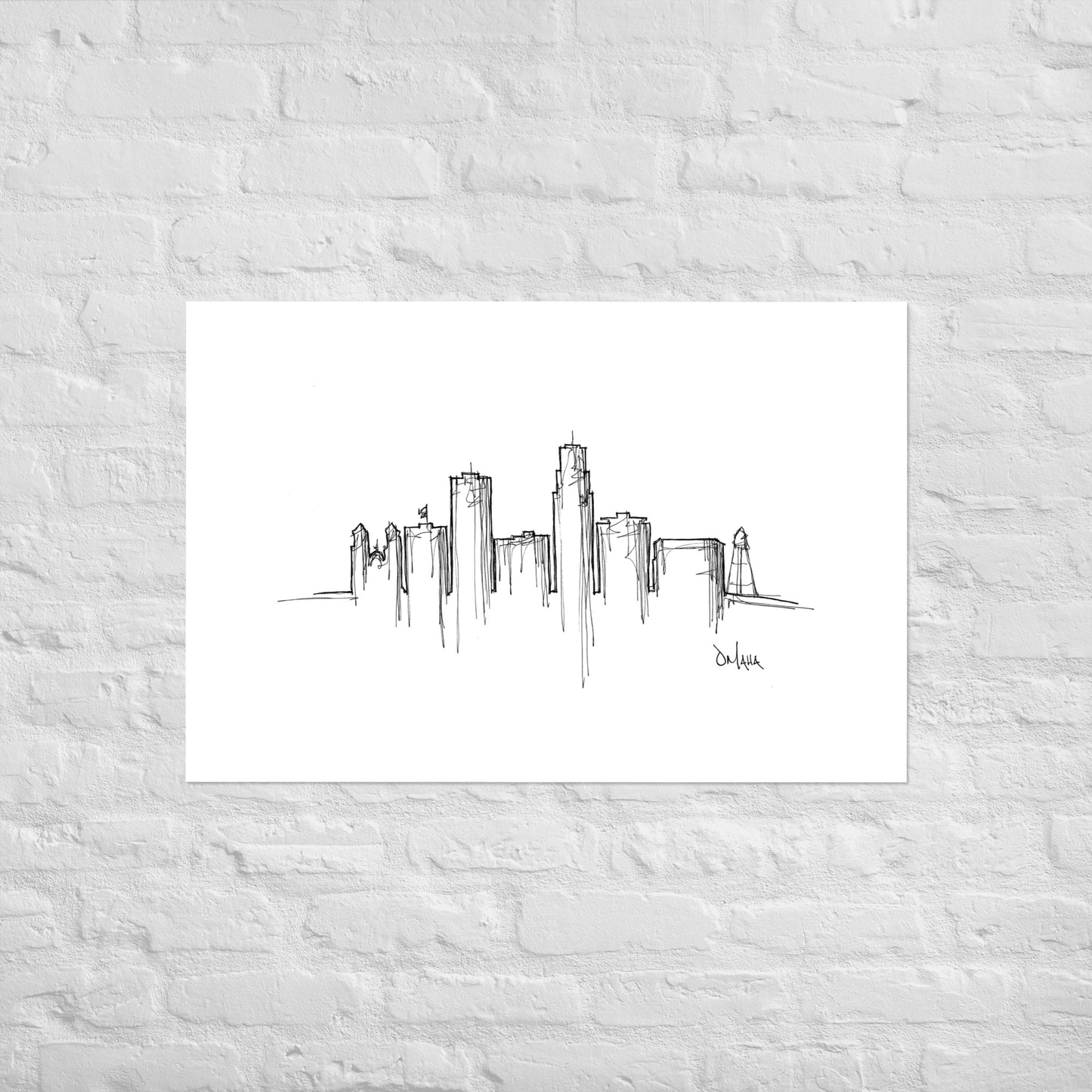 Omaha Skyline Art Print, Omaha Print, Omaha Poster, Wall Art, Original Art, Minimalist Art, Travel Gift, Home Decor, Office Decor