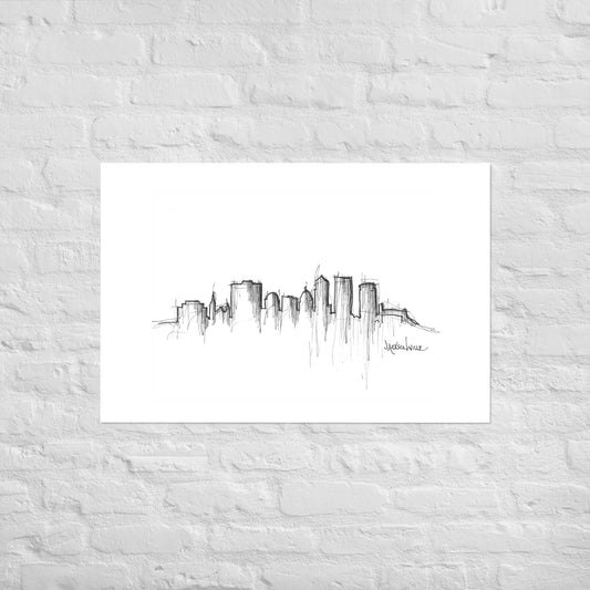 Jacksonville Skyline Art Print, Jacksonville Print, Jacksonville Poster, Wall Art, Original Art Minimalist Art Travel Gift Home Decor Office