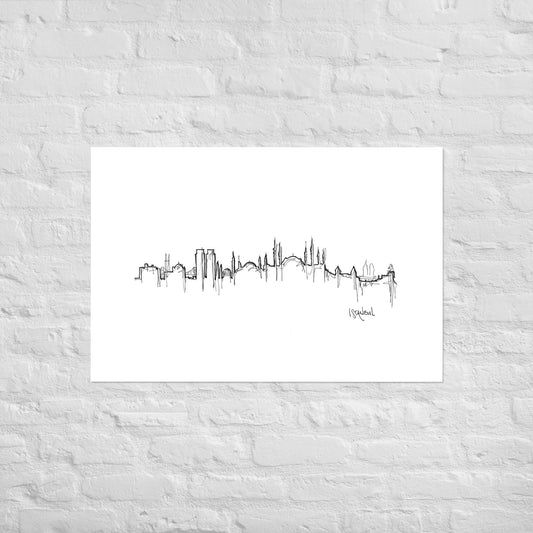 Istanbul Skyline Art Print, Istanbul Print, Istanbul Poster, Wall Art, Original Art Minimalist Art Travel Gift Home Decor Office Decor