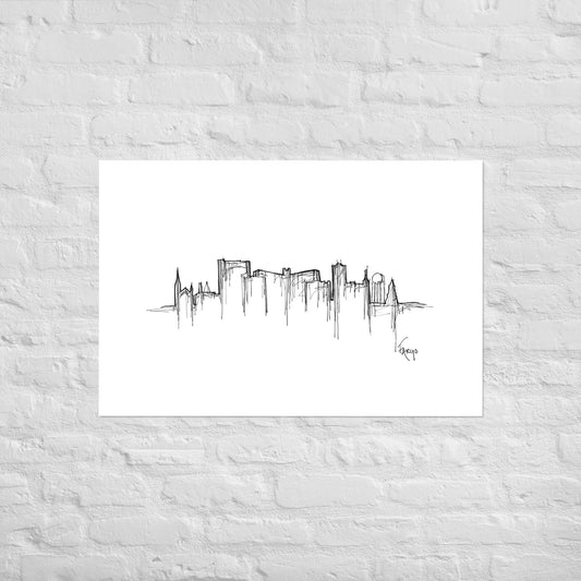 Fargo Skyline Art Print, Fargo Print