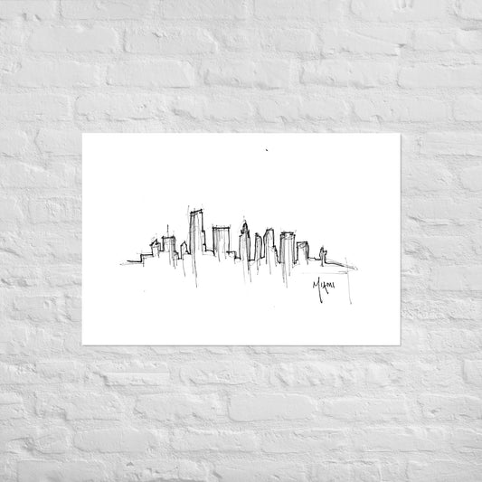 Miami Skyline Art Print