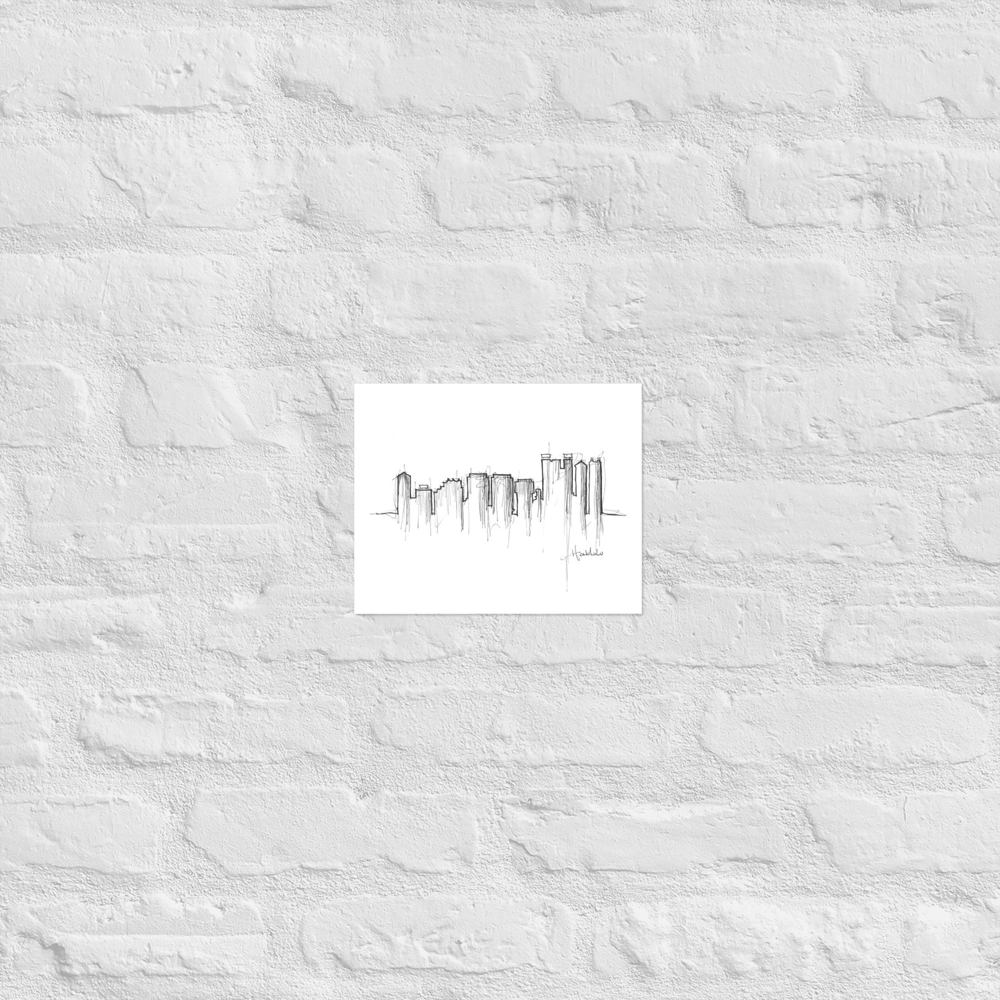 Honolulu Skyline Art Print, Honolulu Print, Honolulu Poster, Wall Art, Original Art Minimalist Art Travel Gift Home Decor Office Decor